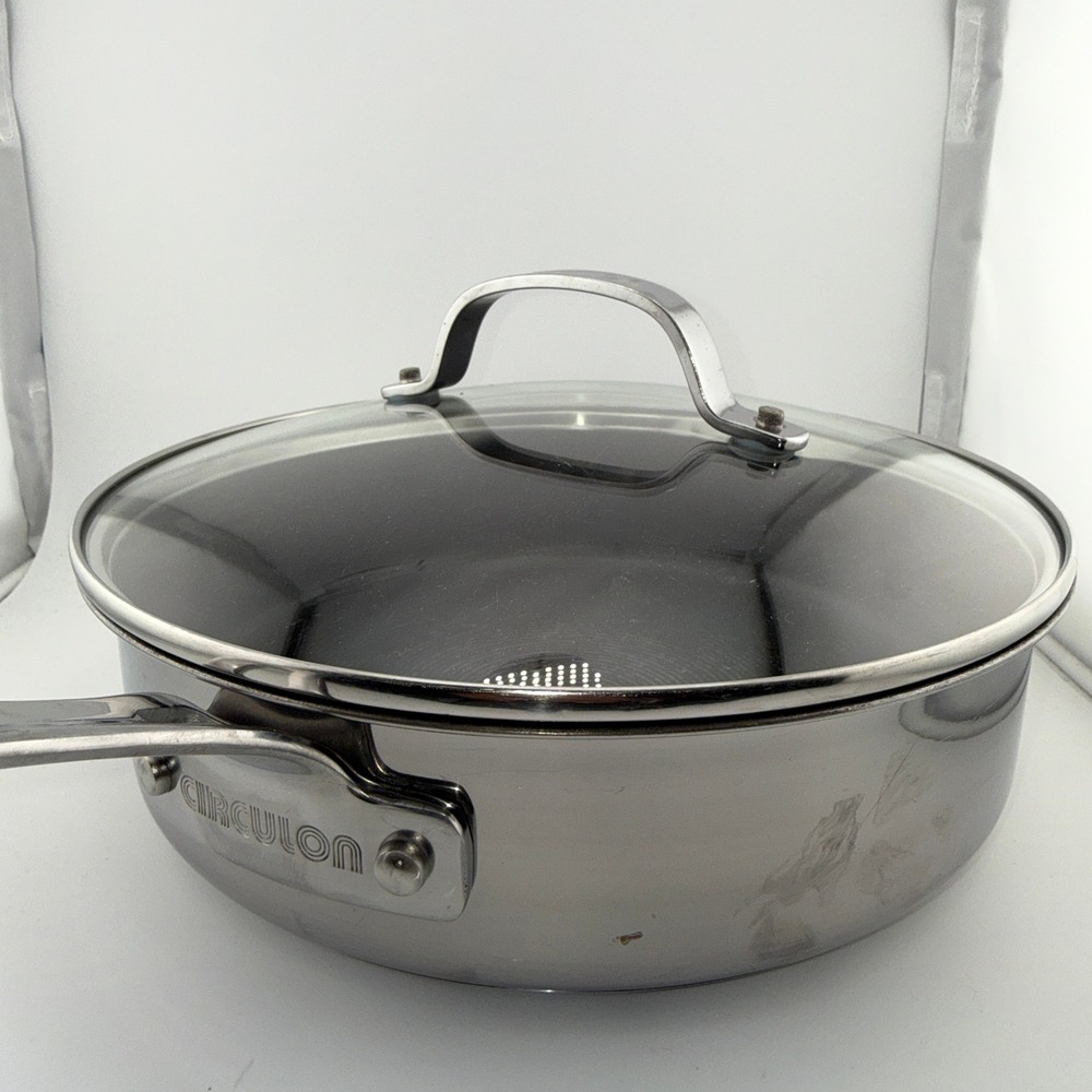 Circulon Genesis Stainless Steel 3QT Saute Pan Nonstick 10in w/ Glass Lid 80160